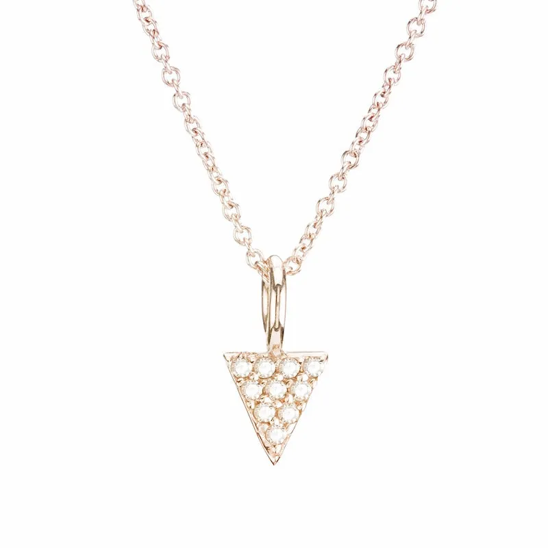 Diamond Pavé Mini Triangle Necklace, 14k