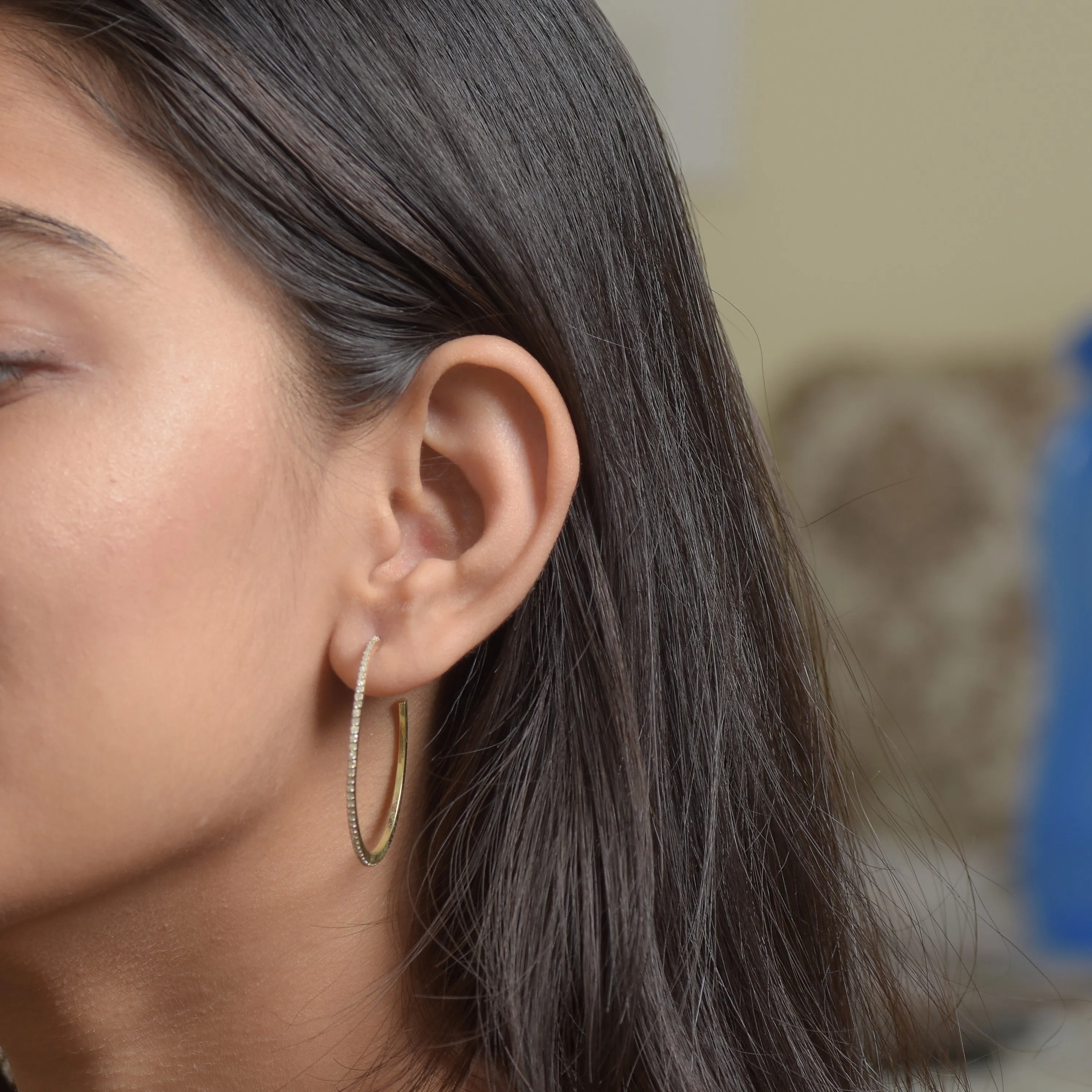 Diamond Studded Hoop Earrings