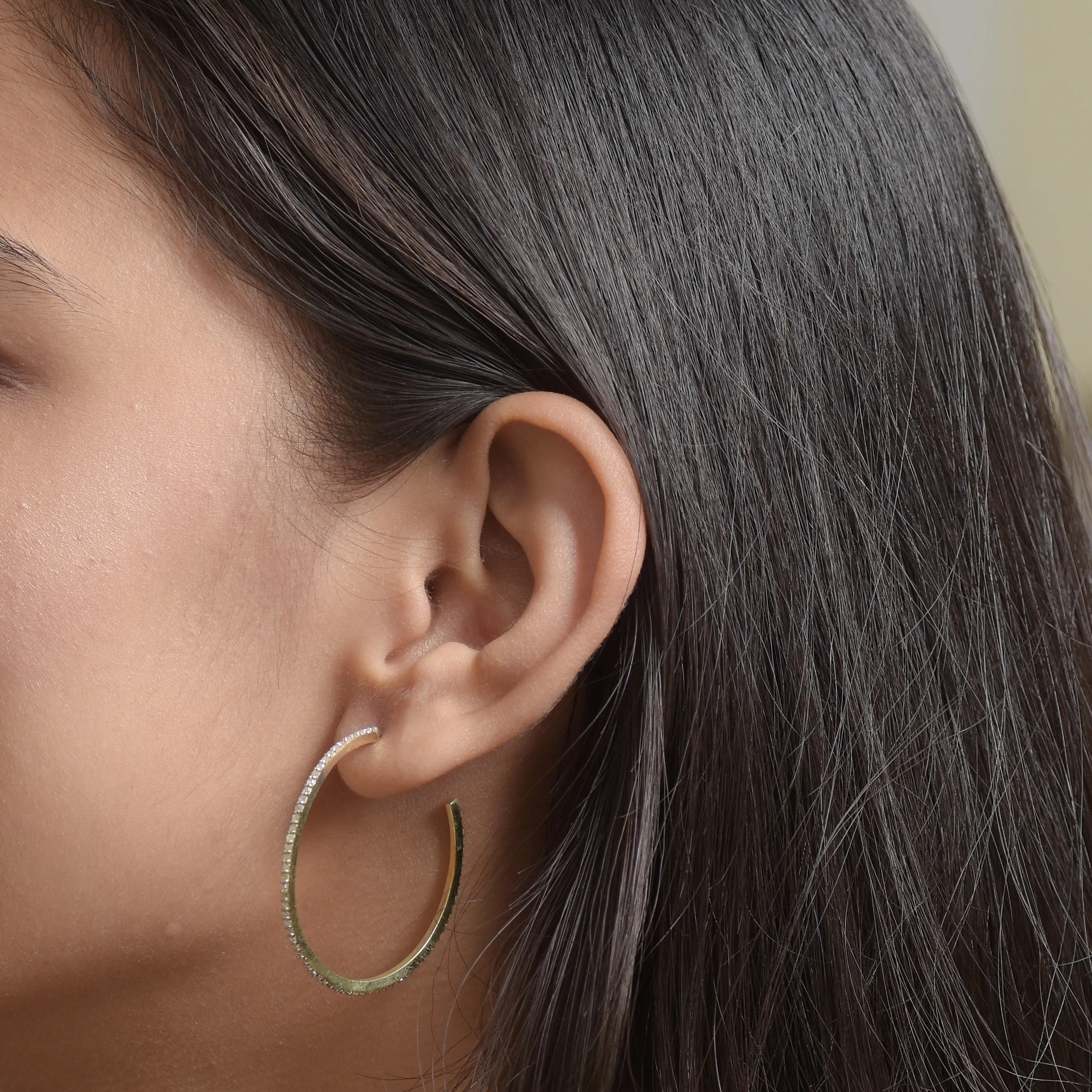 Diamond Studded Hoop Earrings