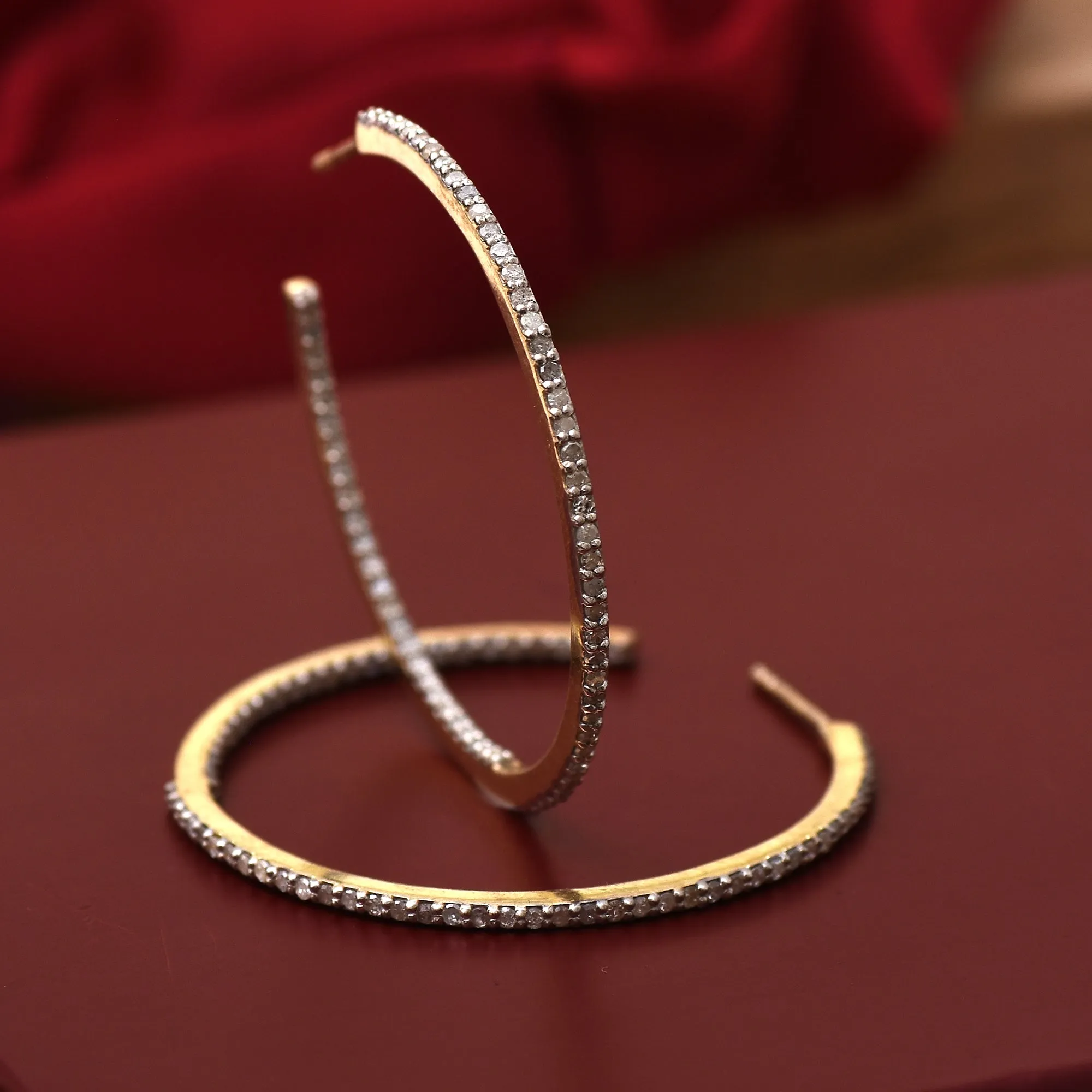 Diamond Studded Hoop Earrings