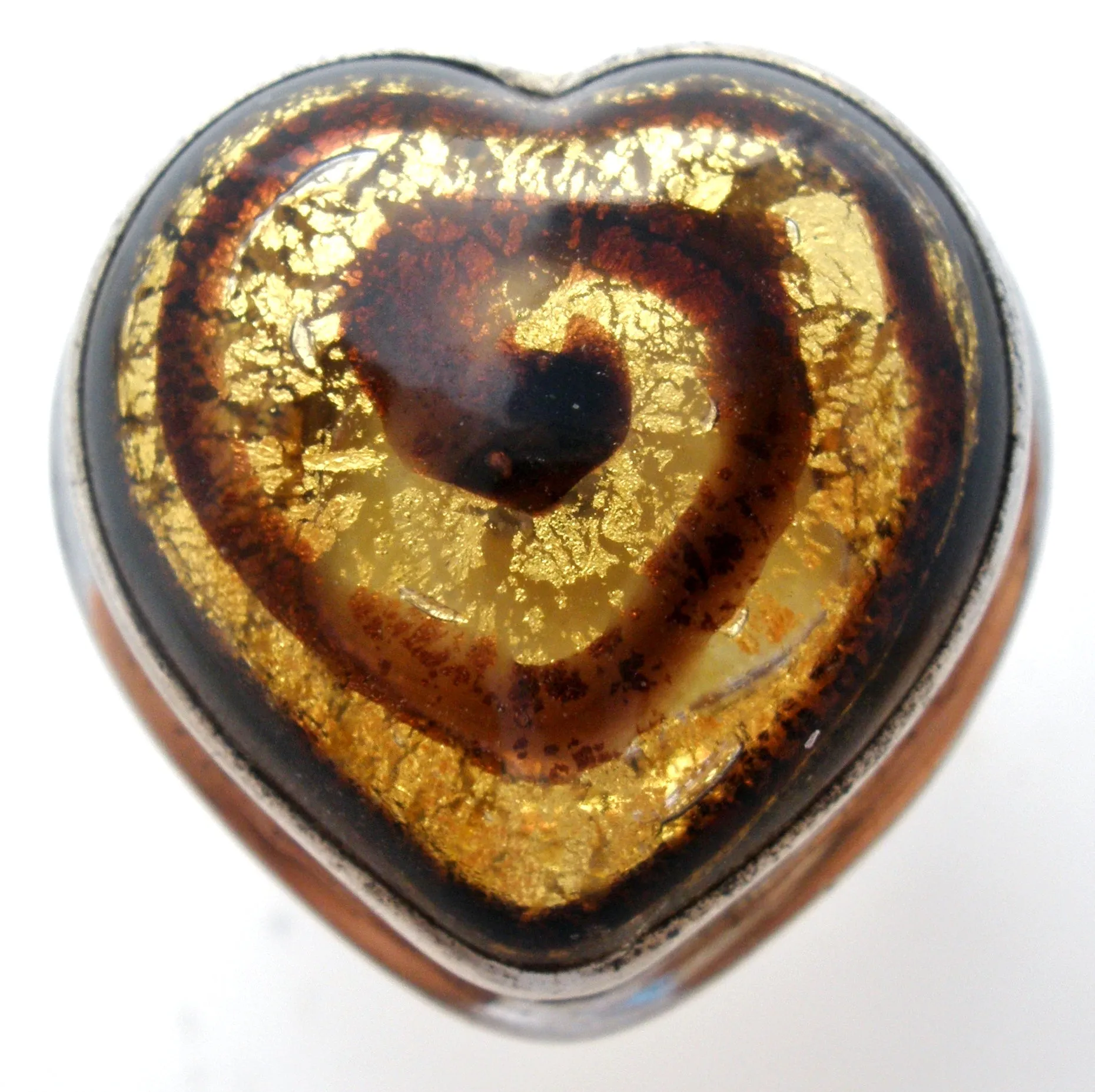 Dichroic Glass Heart Ring Sterling Silver Size 7 Artafacts