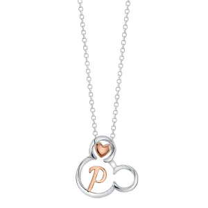 Disney Sterling Silver 18-inch Initial Pendant; Initial P