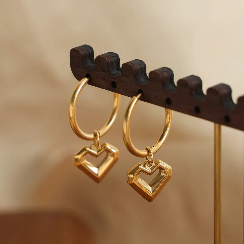 Elegant Titanium Steel Gold-Plated Love Earrings With Unique Design