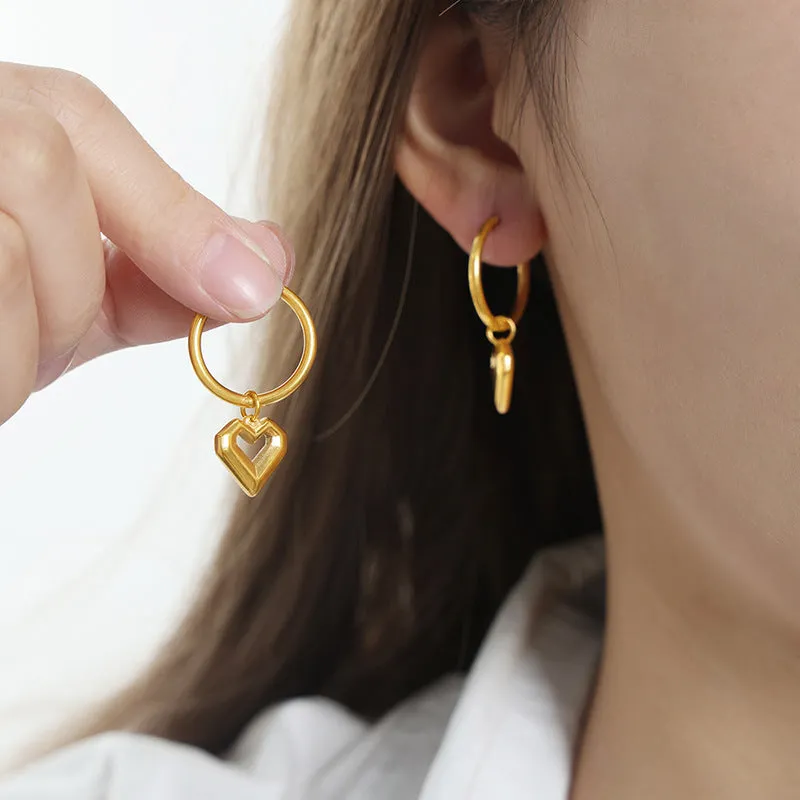 Elegant Titanium Steel Gold-Plated Love Earrings With Unique Design