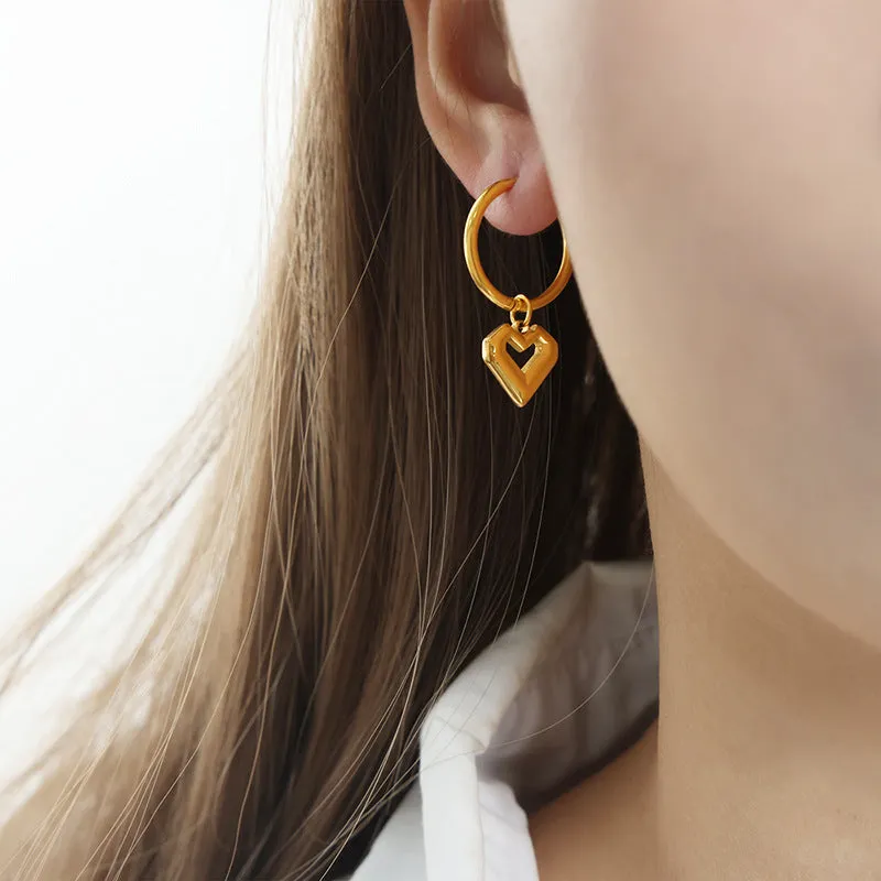 Elegant Titanium Steel Gold-Plated Love Earrings With Unique Design