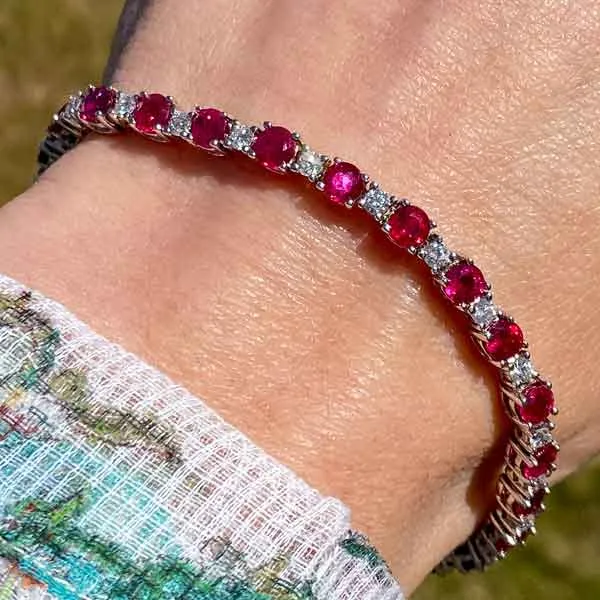 Estate Ruby & Diamond Tennis Bracelet