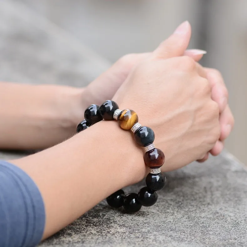 Explosive Obsidian Bracelet Colorful Eyes Black Sparkle