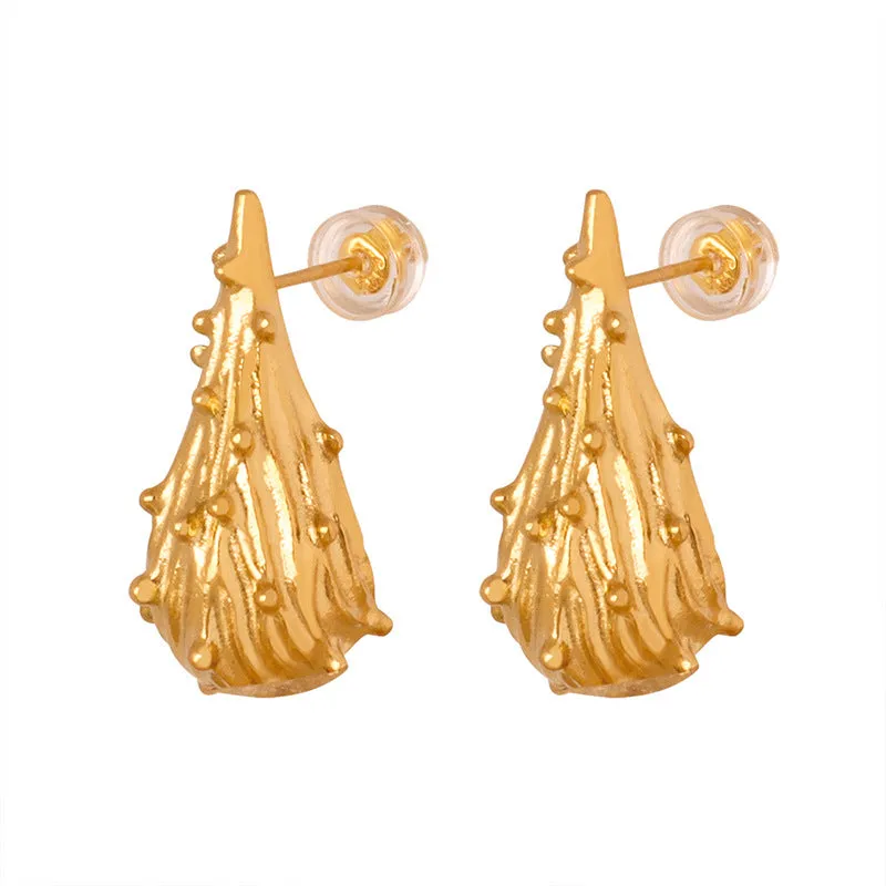 Exquisite Titanium and Steel Gold-Plated Earrings with Unique Irregular Drop Design