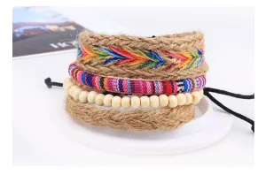 Fashion Colorful Hemp Rope Braided Beaded Bracelet