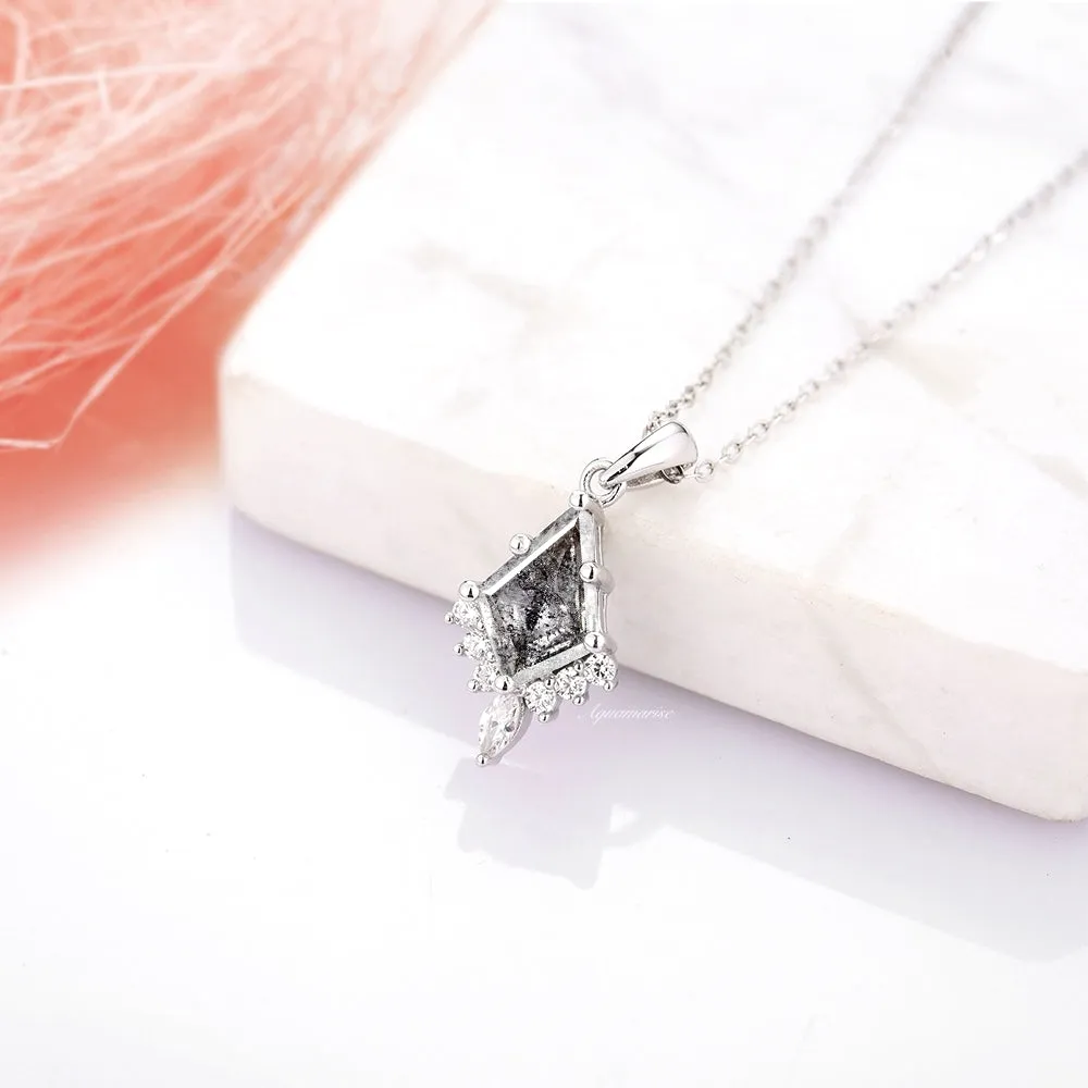 Galaxy Raw Salt & Pepper Diamond (Herkimer Diamond) Pendant Necklace- Sterling Silver