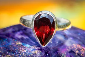 Garnet Gemstone Ring for Cremation Ash