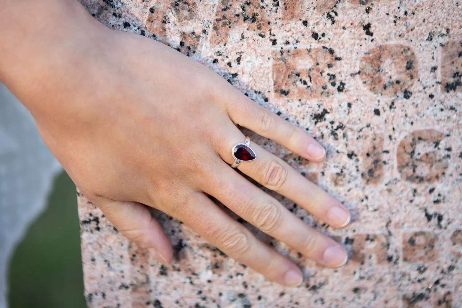 Garnet Gemstone Ring for Cremation Ash