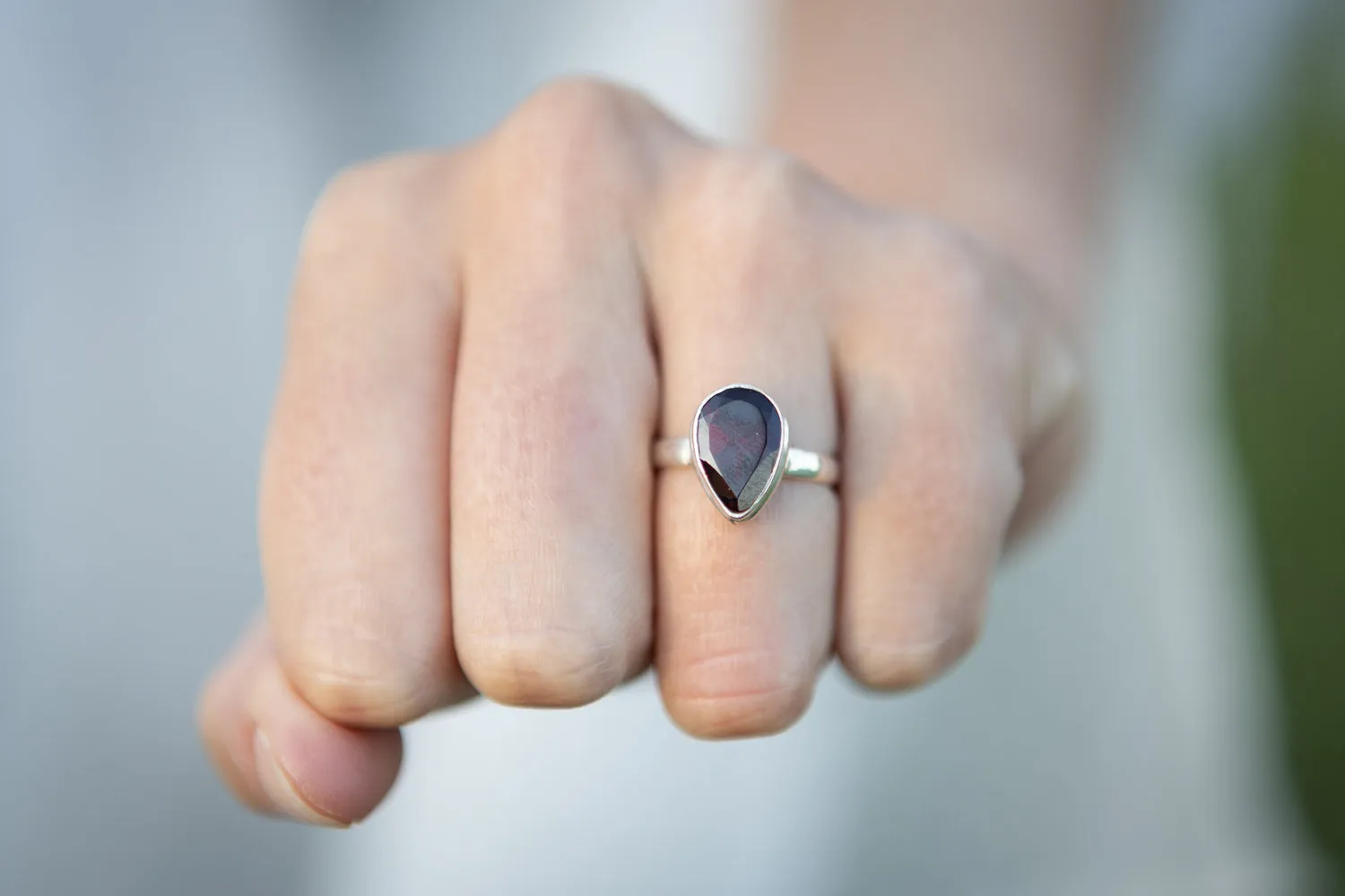 Garnet Gemstone Ring for Cremation Ash