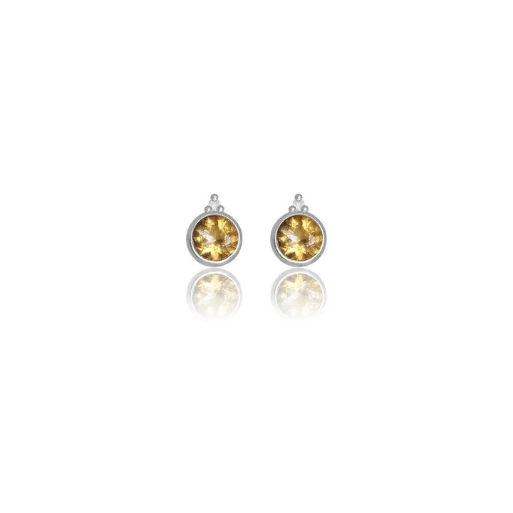 Georgini Natural Citrine and Two Natural Diamond November Earrings - Silver