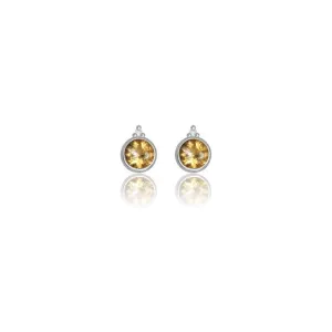 Georgini Natural Citrine and Two Natural Diamond November Earrings - Silver