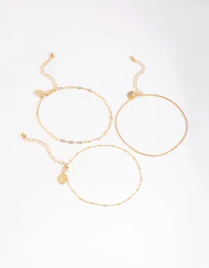 Gold Plated Fine Chain Anklet Set