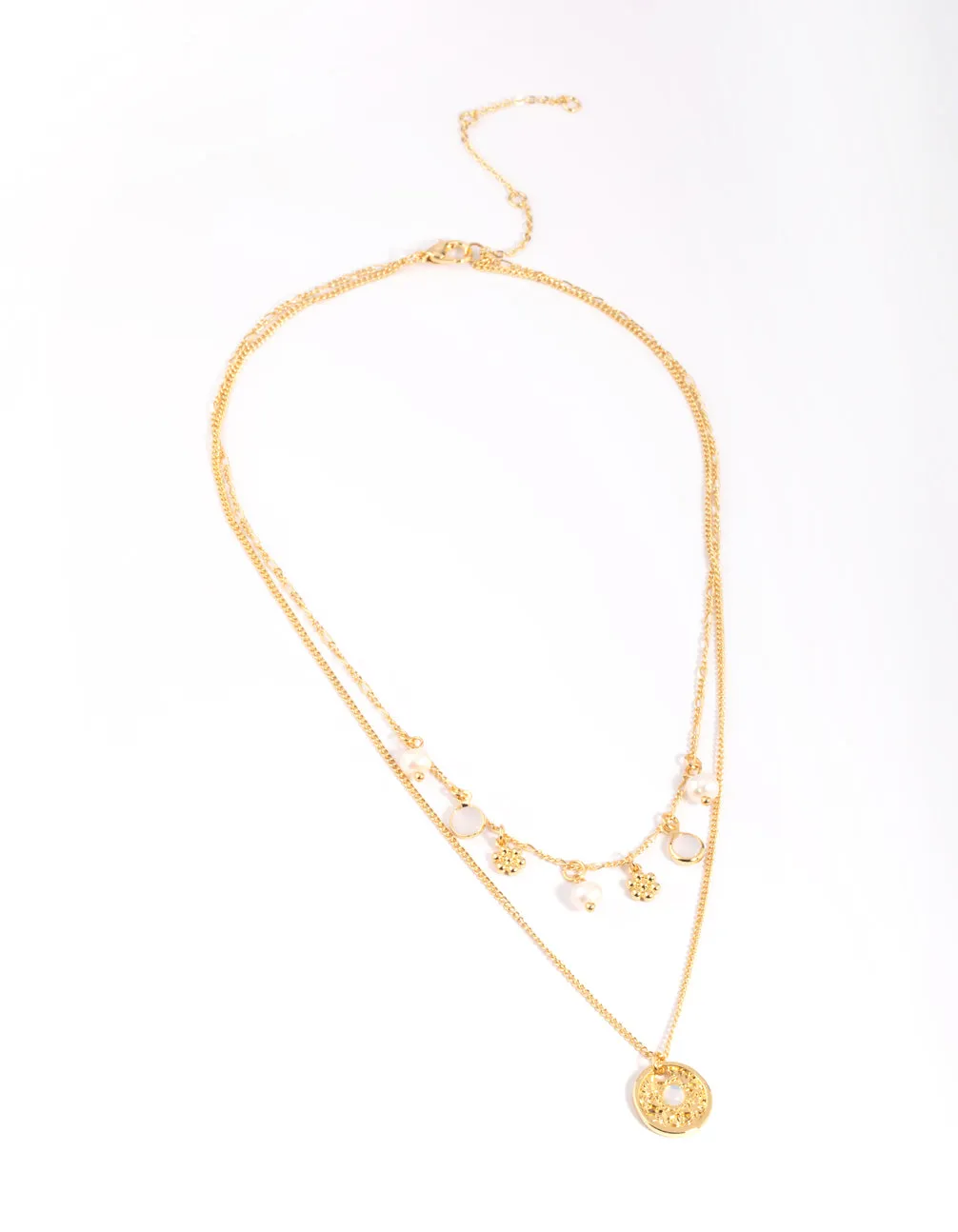 Gold Plated Freshwater Pearl Coin Necklace