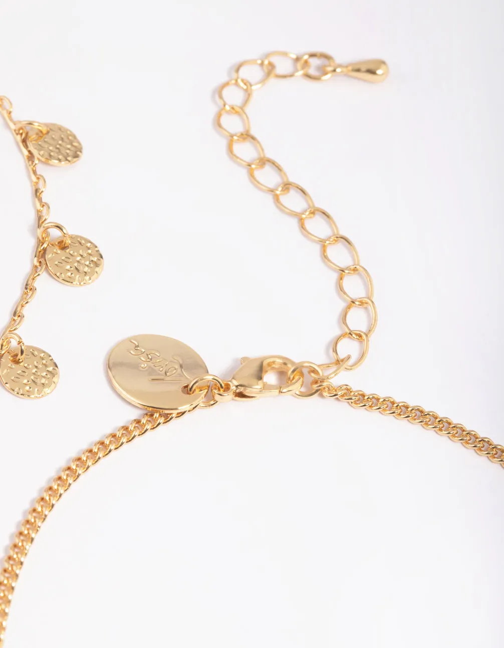 Gold Plated Molten Disc Anklet Set