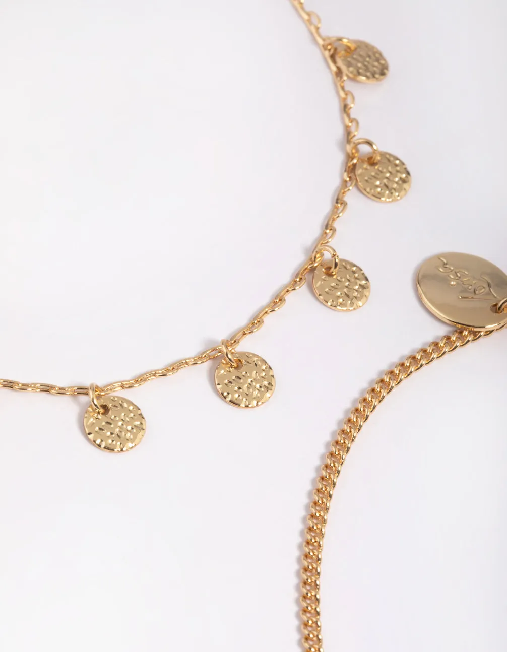 Gold Plated Molten Disc Anklet Set