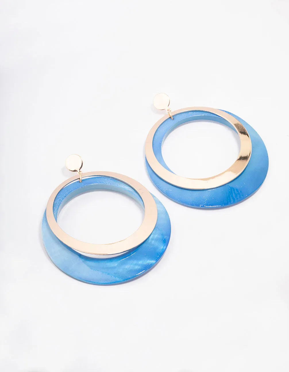 Gold Two-Toned Shell Drop Earrings