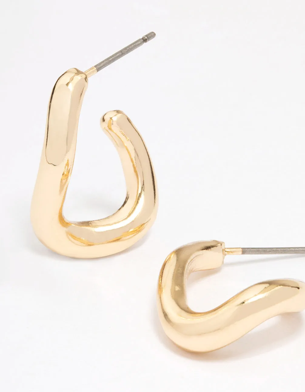 Gold Warped Hoop Earrings