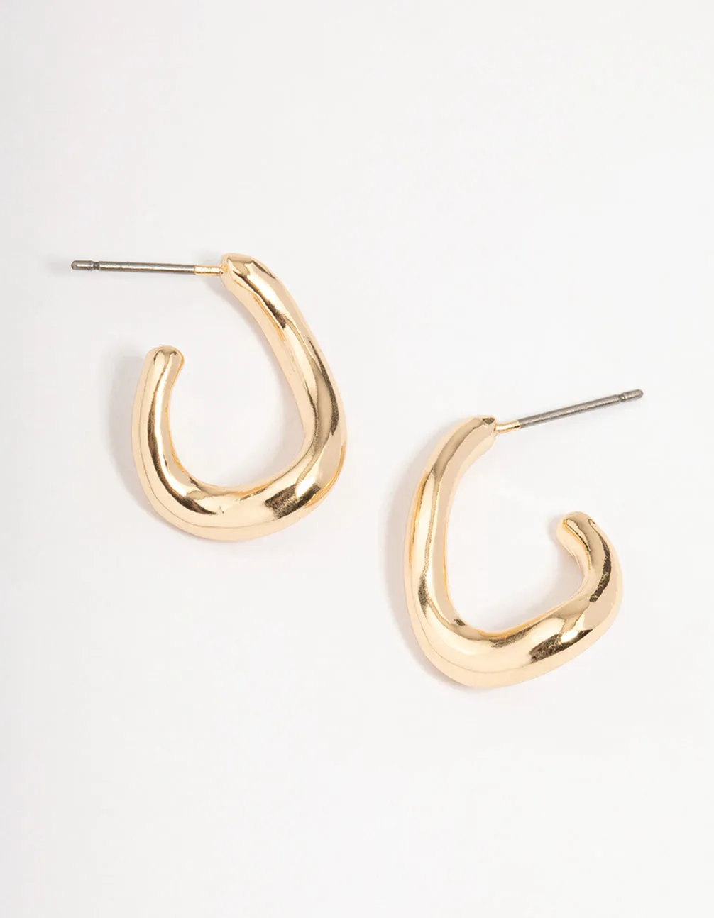 Gold Warped Hoop Earrings