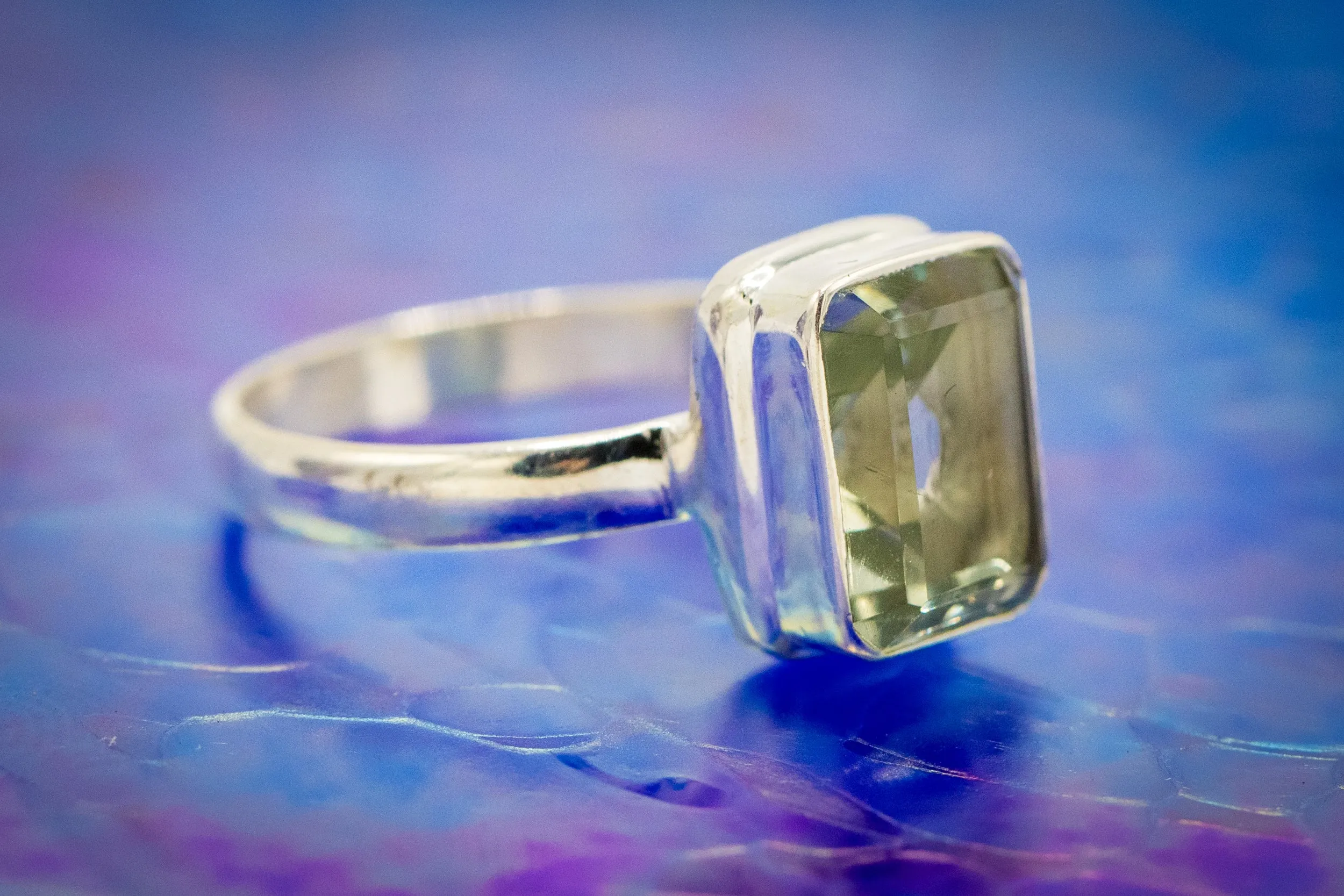 Green Amethyst Gemstone Ring for Cremation Ash