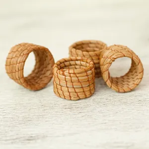 Handwoven Pine Needle Napkin Rings (Set of 4) - Taste of Home | NOVICA