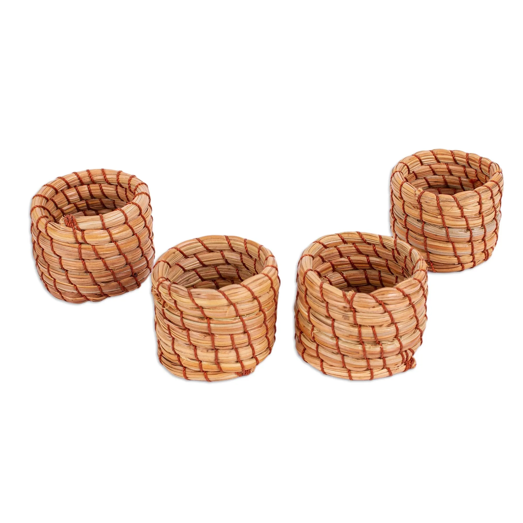 Handwoven Pine Needle Napkin Rings (Set of 4) - Taste of Home | NOVICA