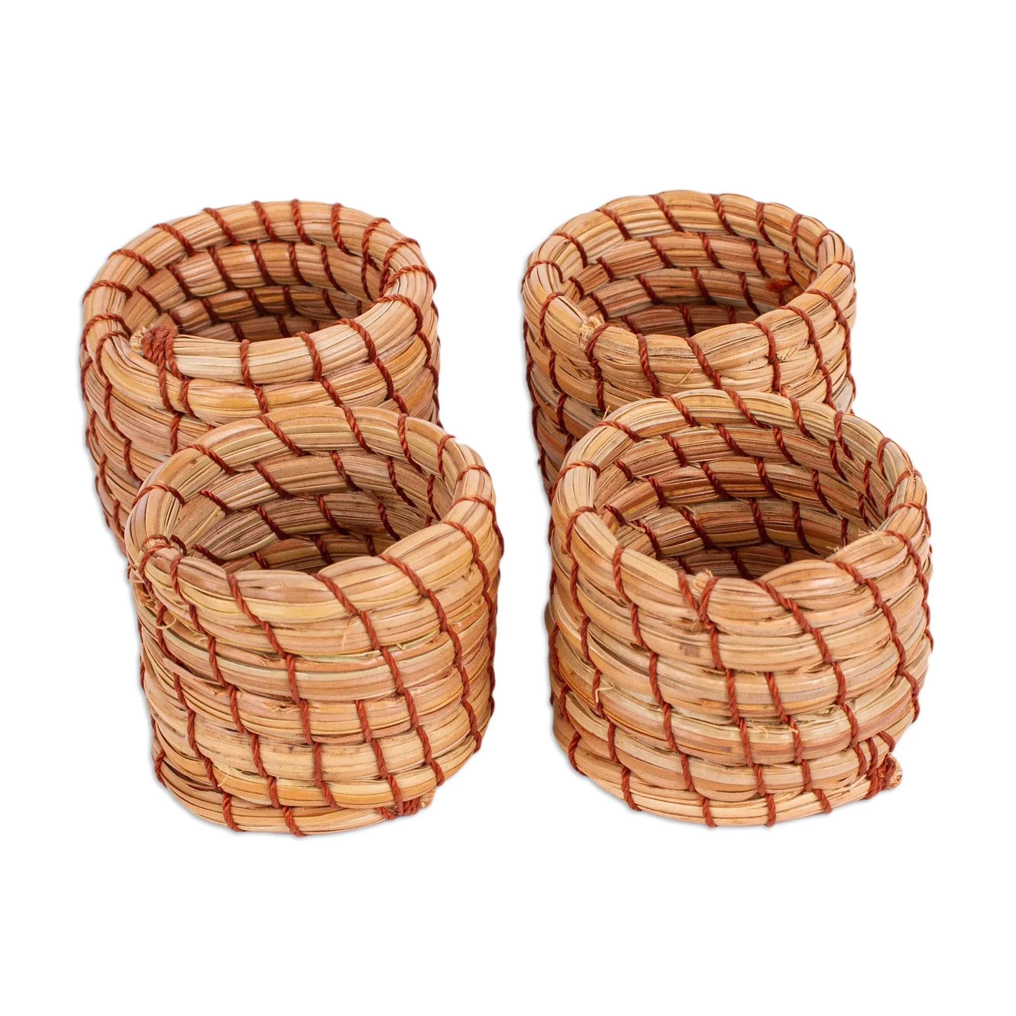 Handwoven Pine Needle Napkin Rings (Set of 4) - Taste of Home | NOVICA