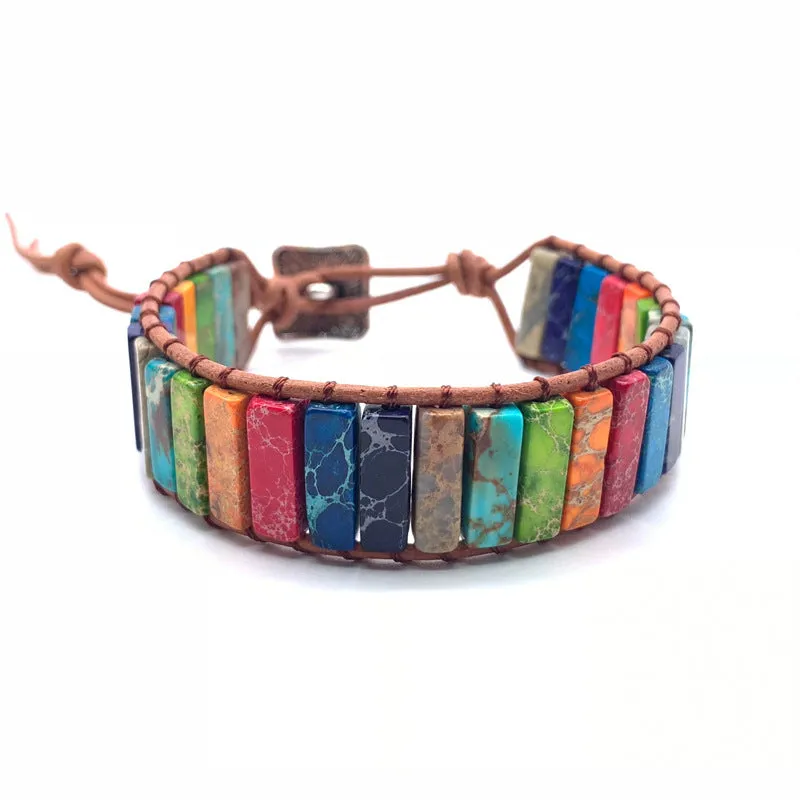 Hundred Match Retro Style Colorful Natural Stone Bracelet