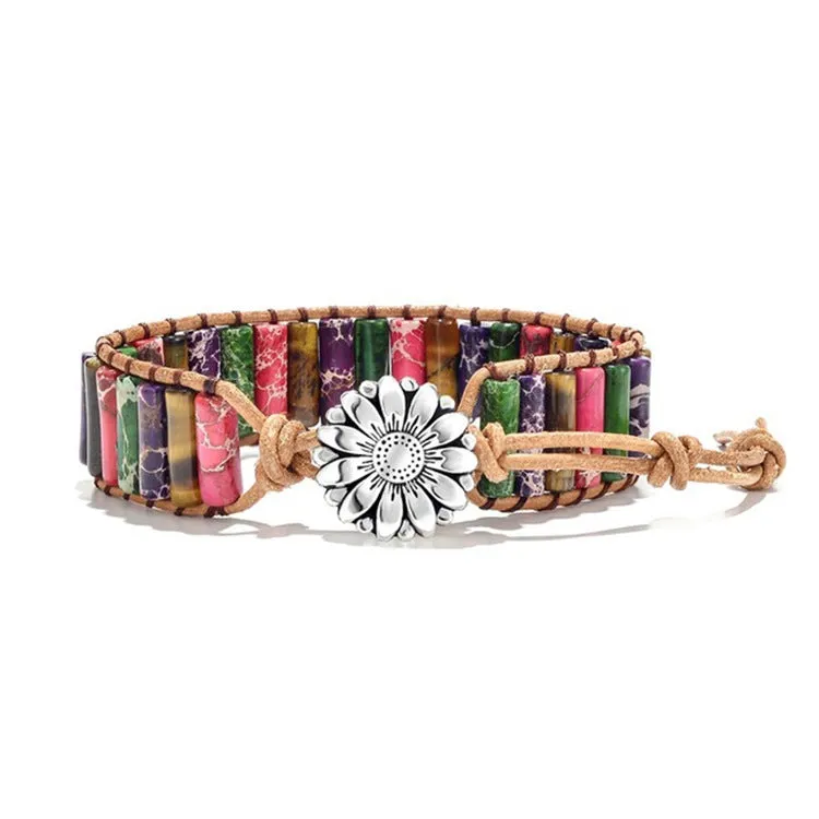 Hundred Match Retro Style Colorful Natural Stone Bracelet