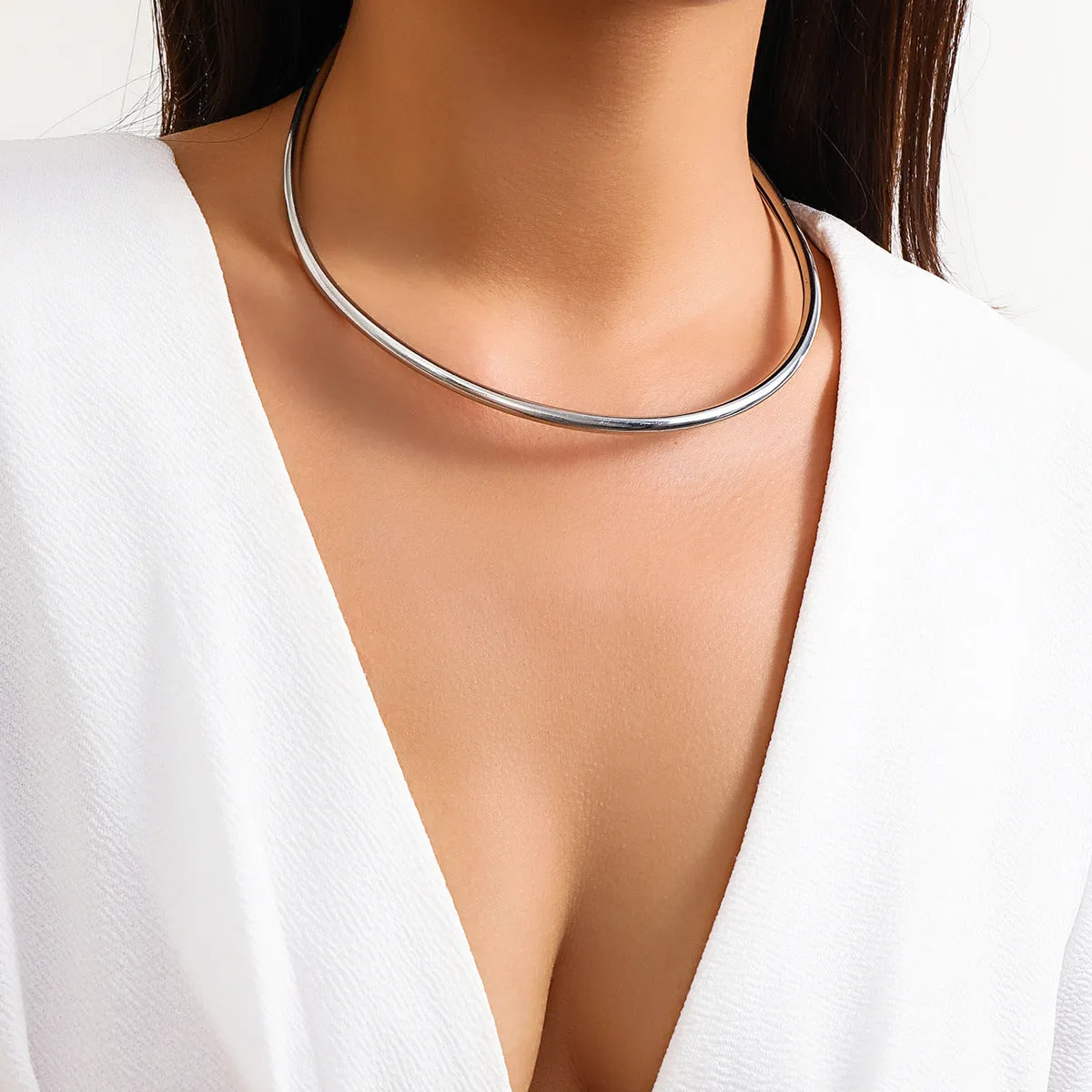 Innovative Vienna Verve Alloy Necklace with Unique Collar Design for Women