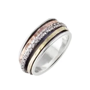 Israeli Embraced Sparkling Spinner Band Ring