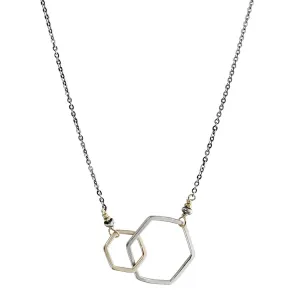 J & I Mixed Metal Hexagon Links Necklace