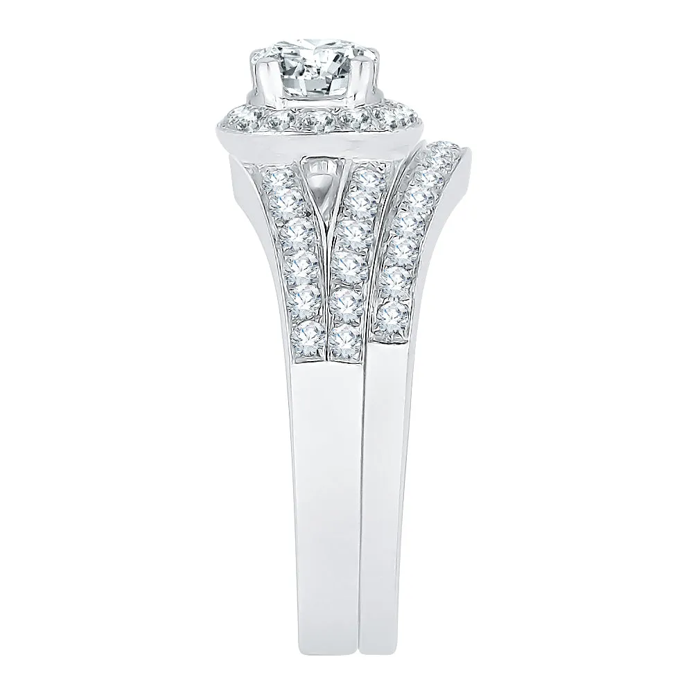 KATARINA Diamond Halo Split Shank Curved Bridal Set (1 cttw, J-K, SI2-I1)