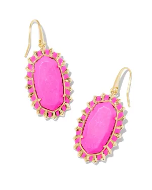 Kendra Scott Dani Color Burst Neon Pink Frame Drop Earrings