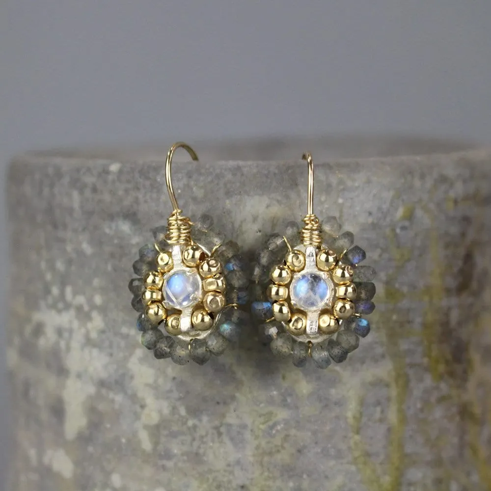 Labradorite Moonstone Mandala Earrings