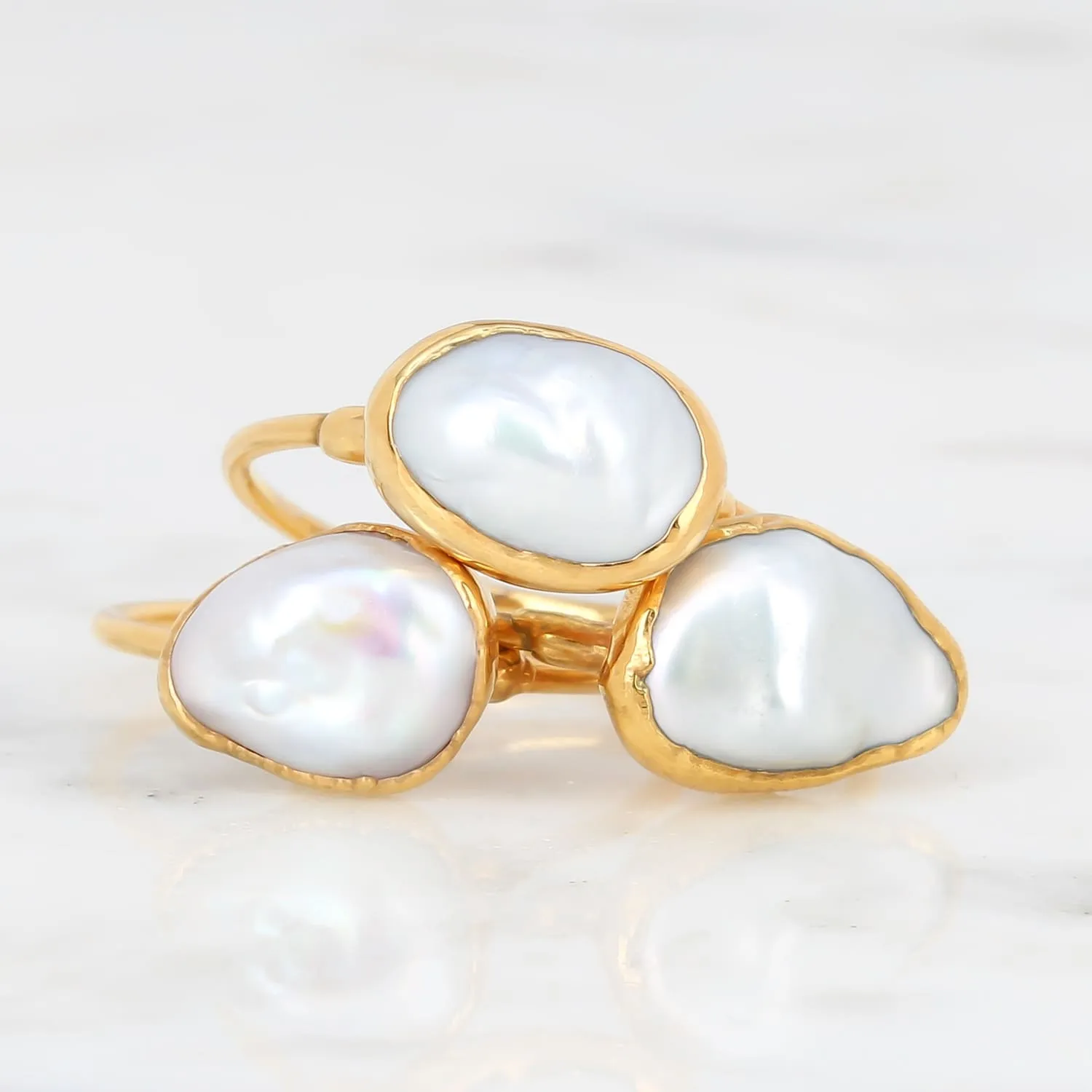 Large Raw Pearl Ring