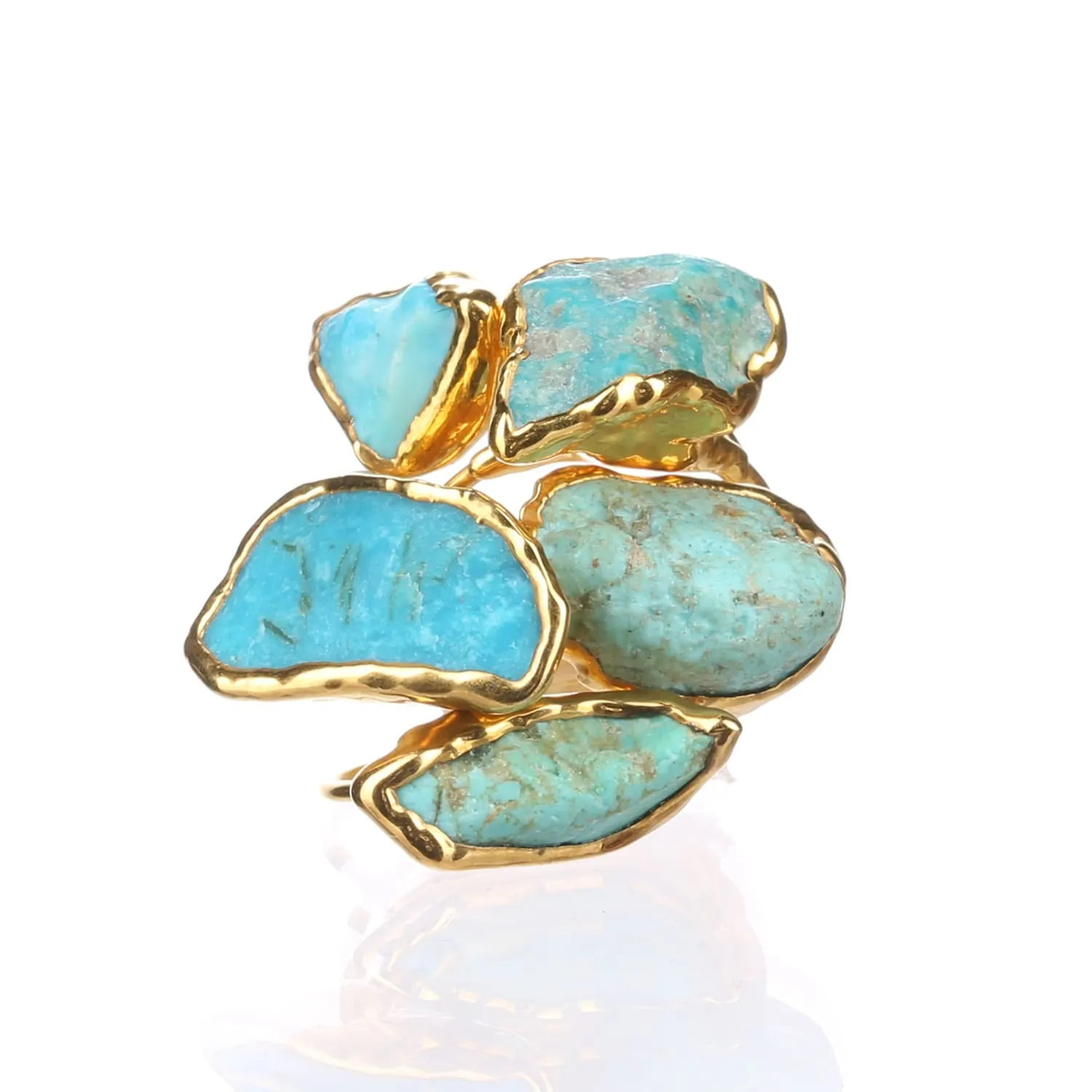 Large Raw Turquoise Ring in Rose Gold