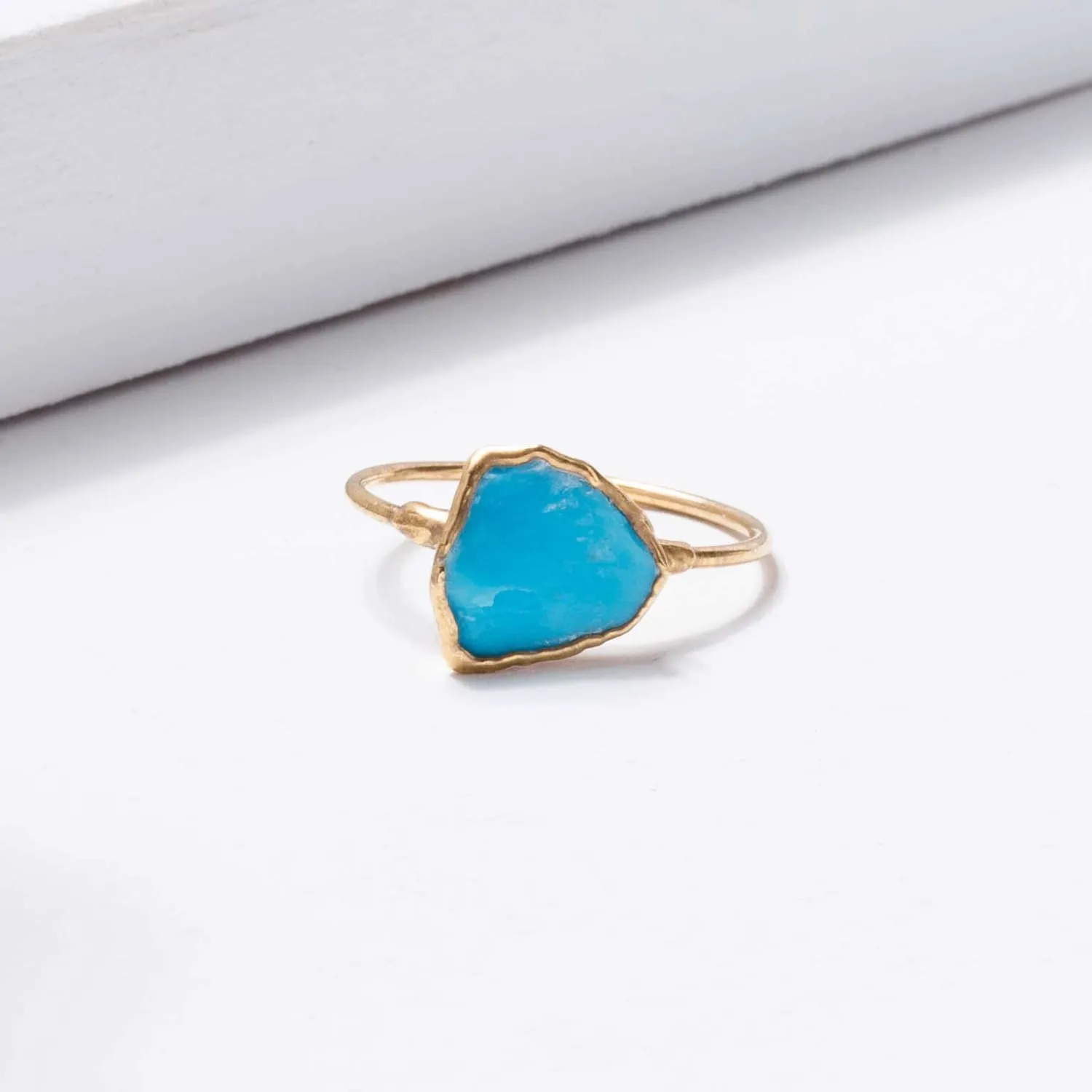 Large Raw Turquoise Ring in Rose Gold