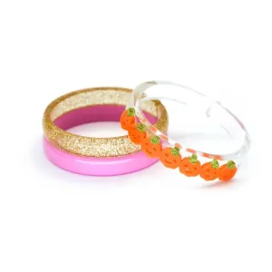 Lilies & Roses 3pc Bangle Set - Multi Pumpkin Orange Bracelet Set