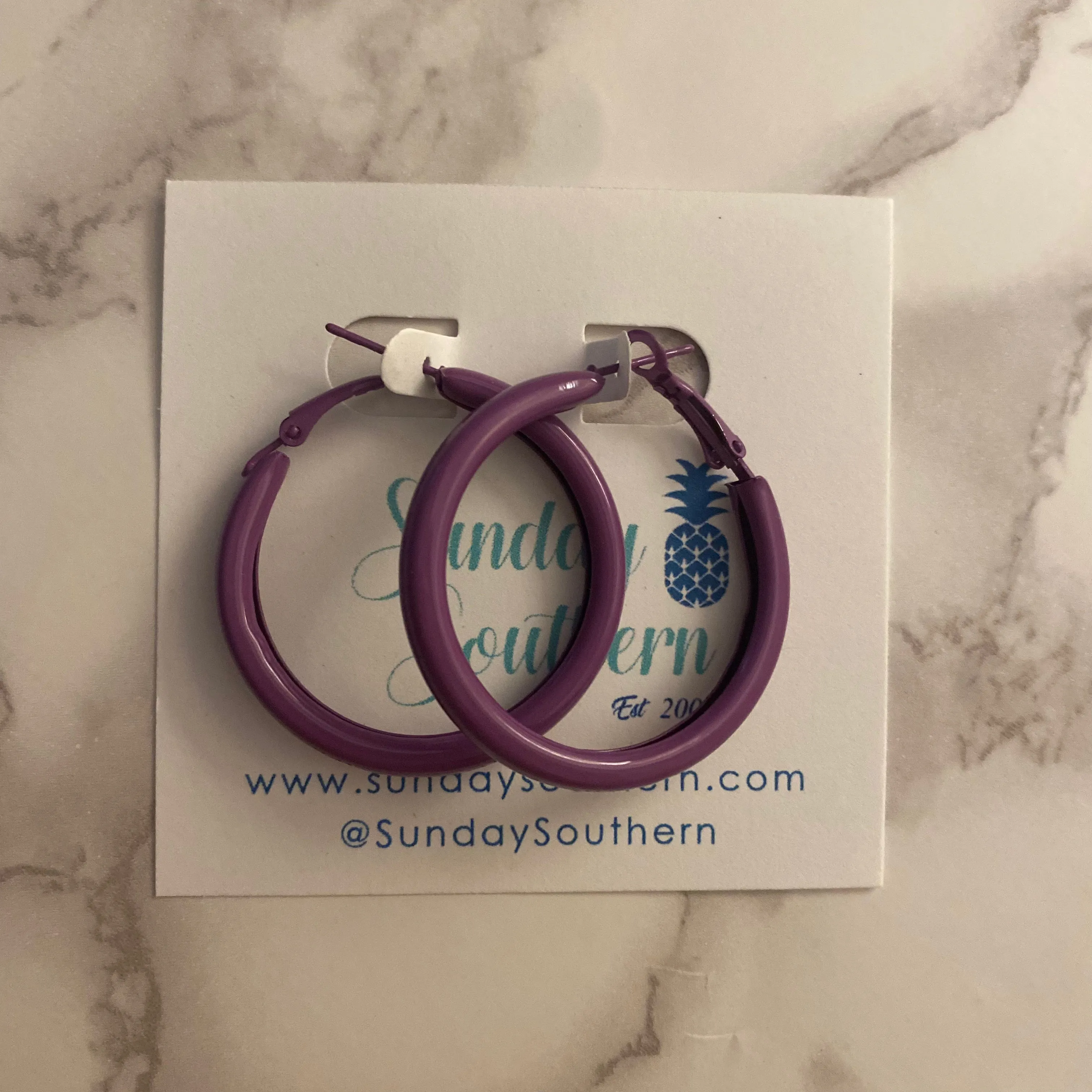 Madison Purple Fatty Hoop Earrings