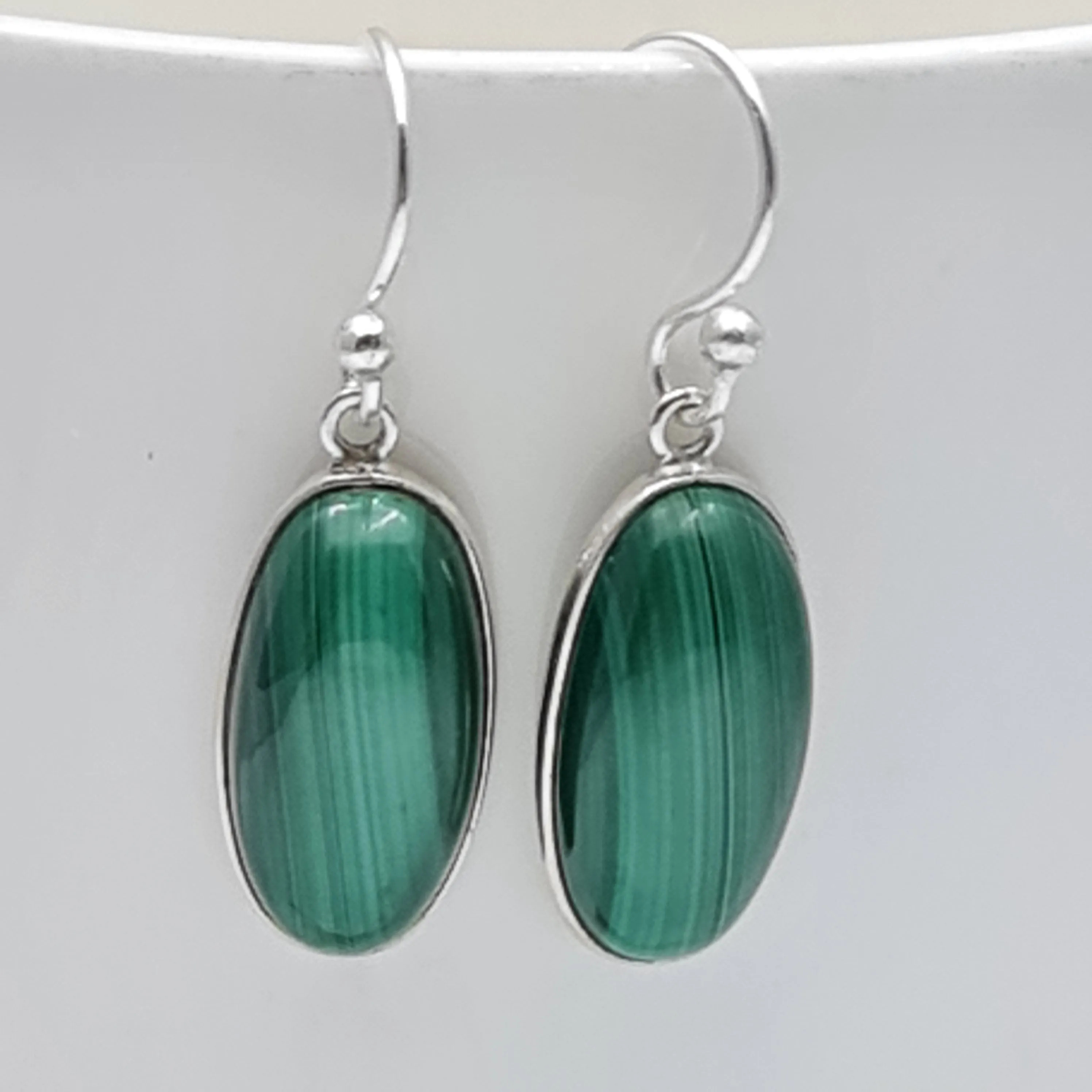 Malachite oval drop Stone earring