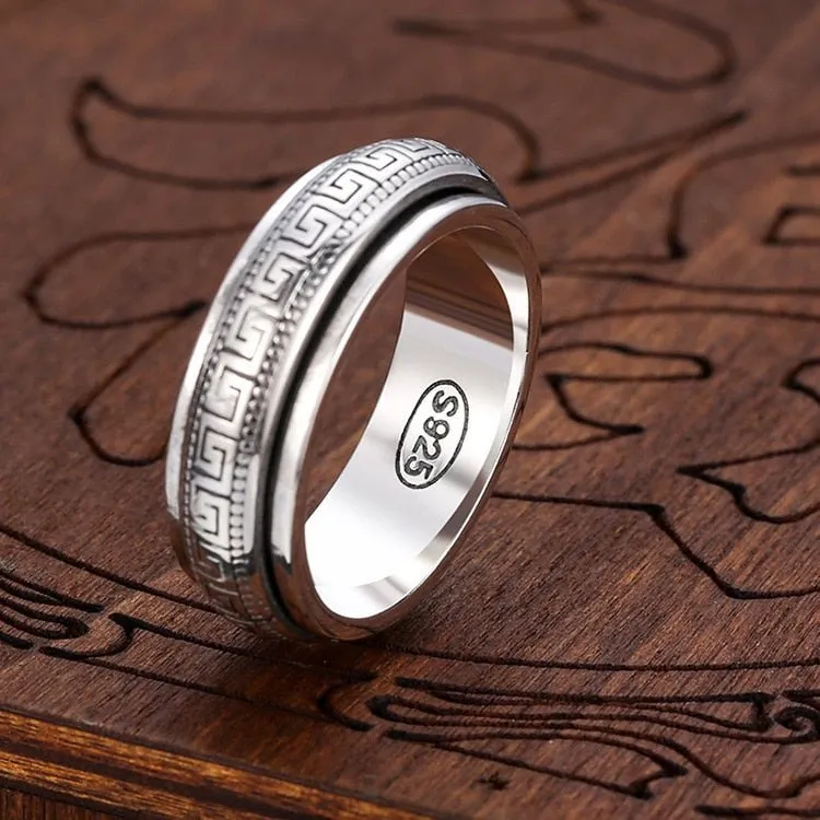 Men's Good Luck Spinner Ring in S925 Silver