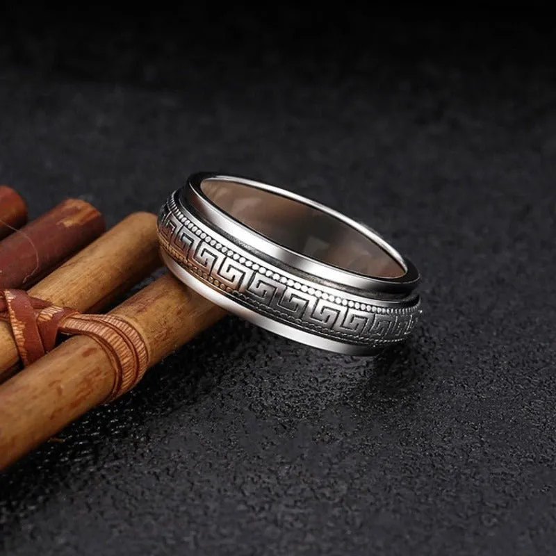 Men's Good Luck Spinner Ring in S925 Silver