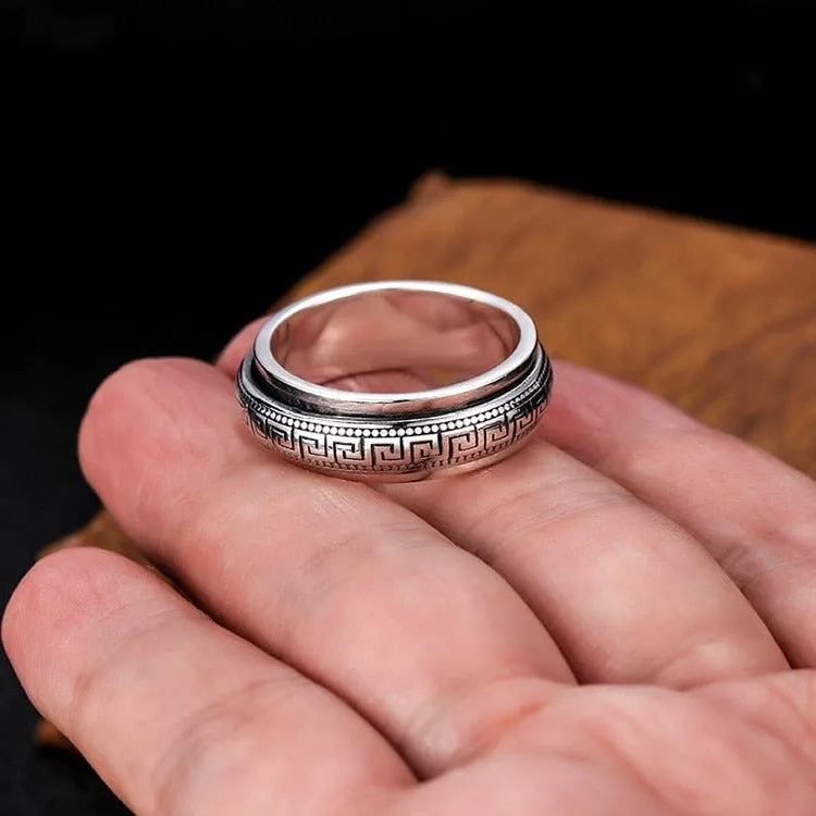 Men's Good Luck Spinner Ring in S925 Silver