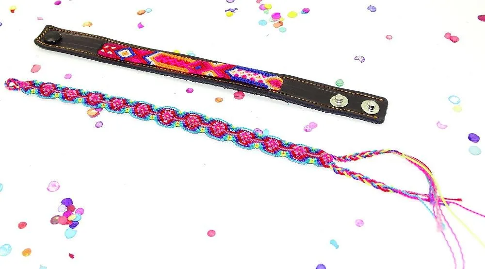 Mexican Friendship Bracelet Set in Red & Blue