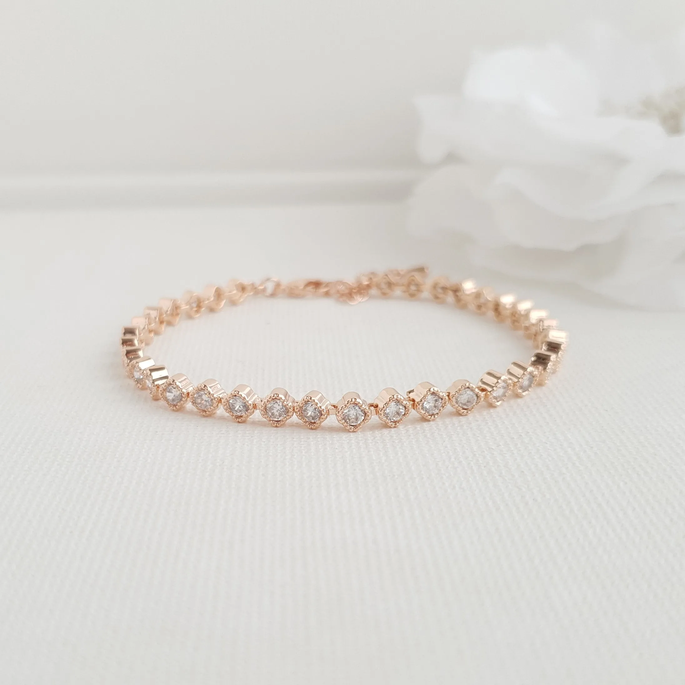 Minimal & Thin CZ Tennis Bracelet for Brides & Weddings- Lisa