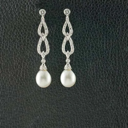 Natural Pearl & Diamond Earrings